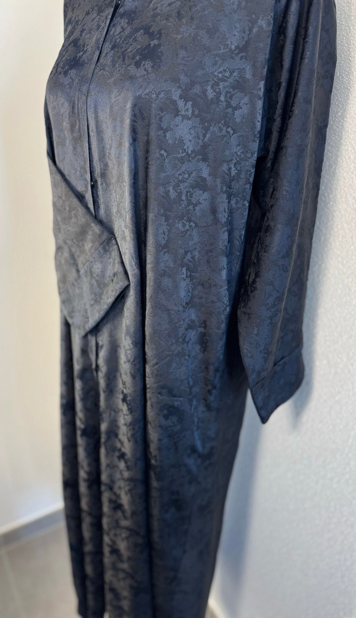 Abaya Dubai Luxe Bleu marine satiné