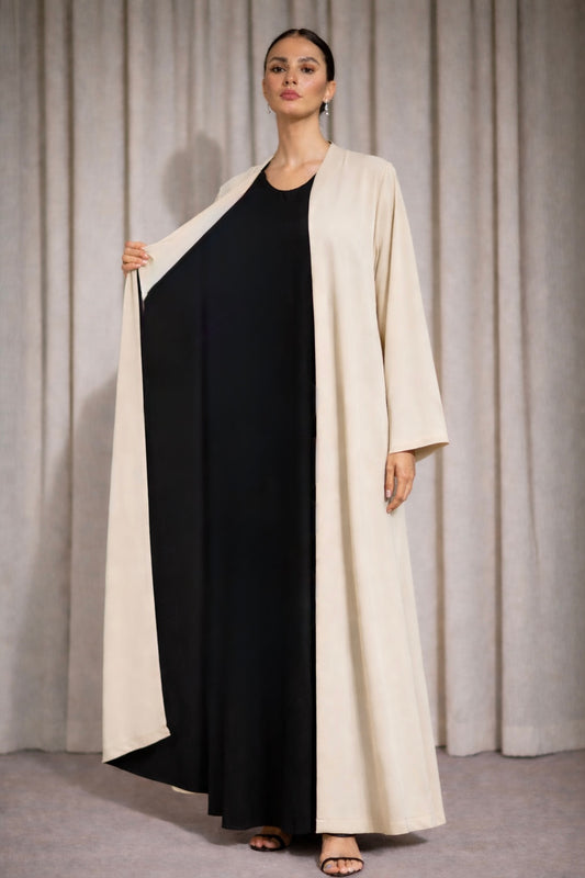 Kimono satiné réversible noir