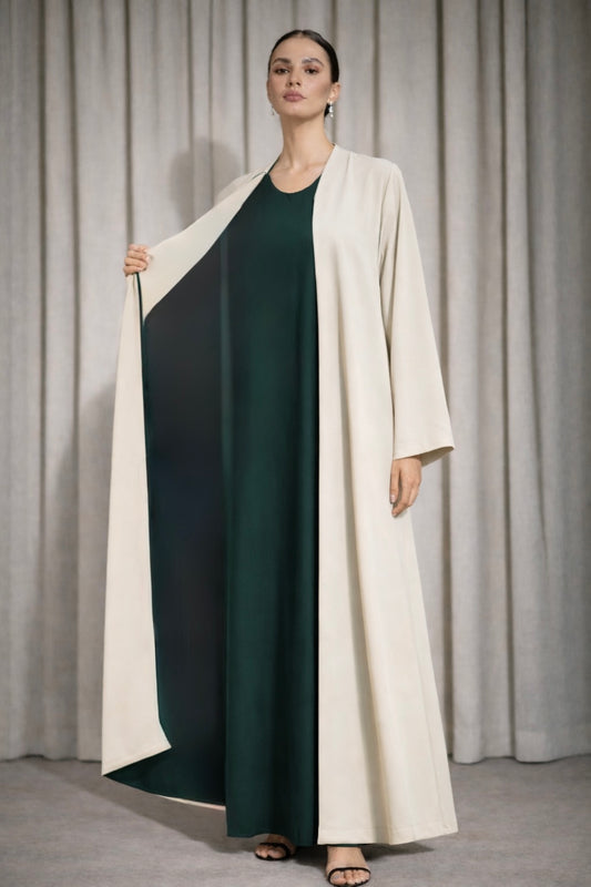 Kimono satiné réversible vert émeraude