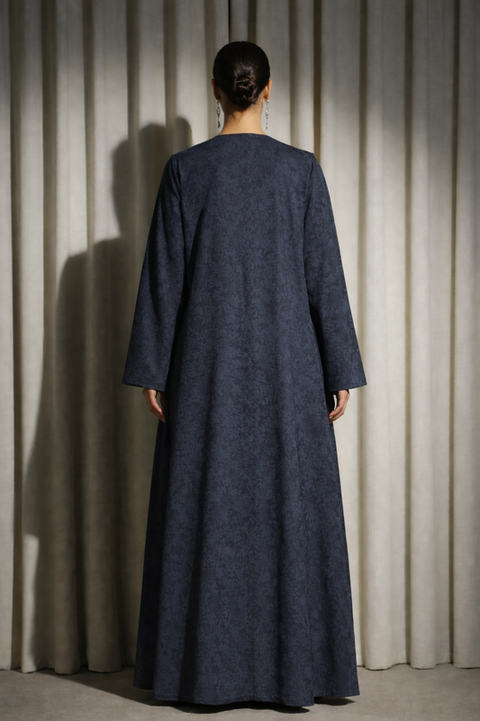 Abaya Dubai Luxe Bleu marine satiné