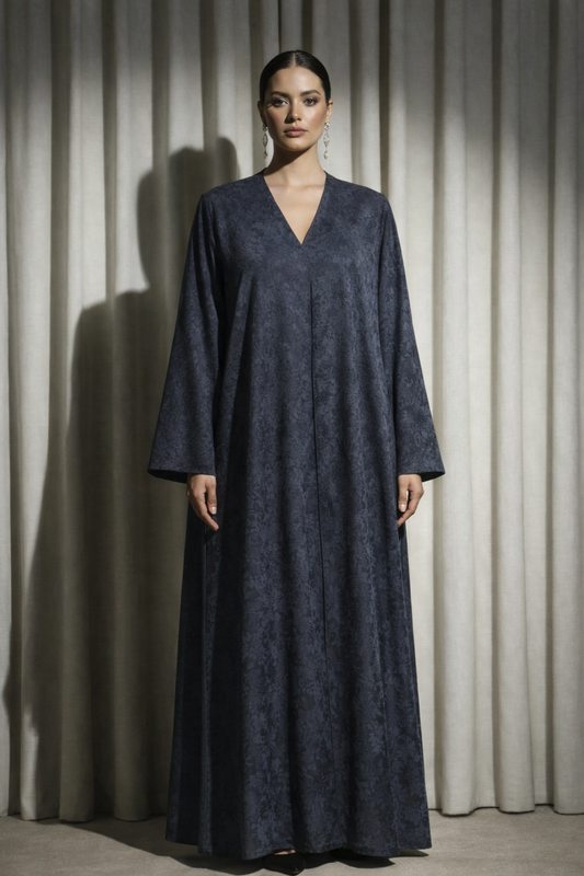 Abaya Dubai Luxe Bleu marine satiné