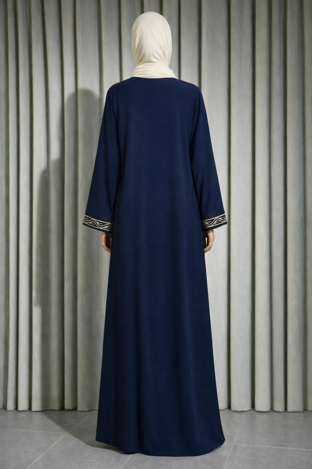 Abaya Dubai Luxe Bleu nuit – vue détail