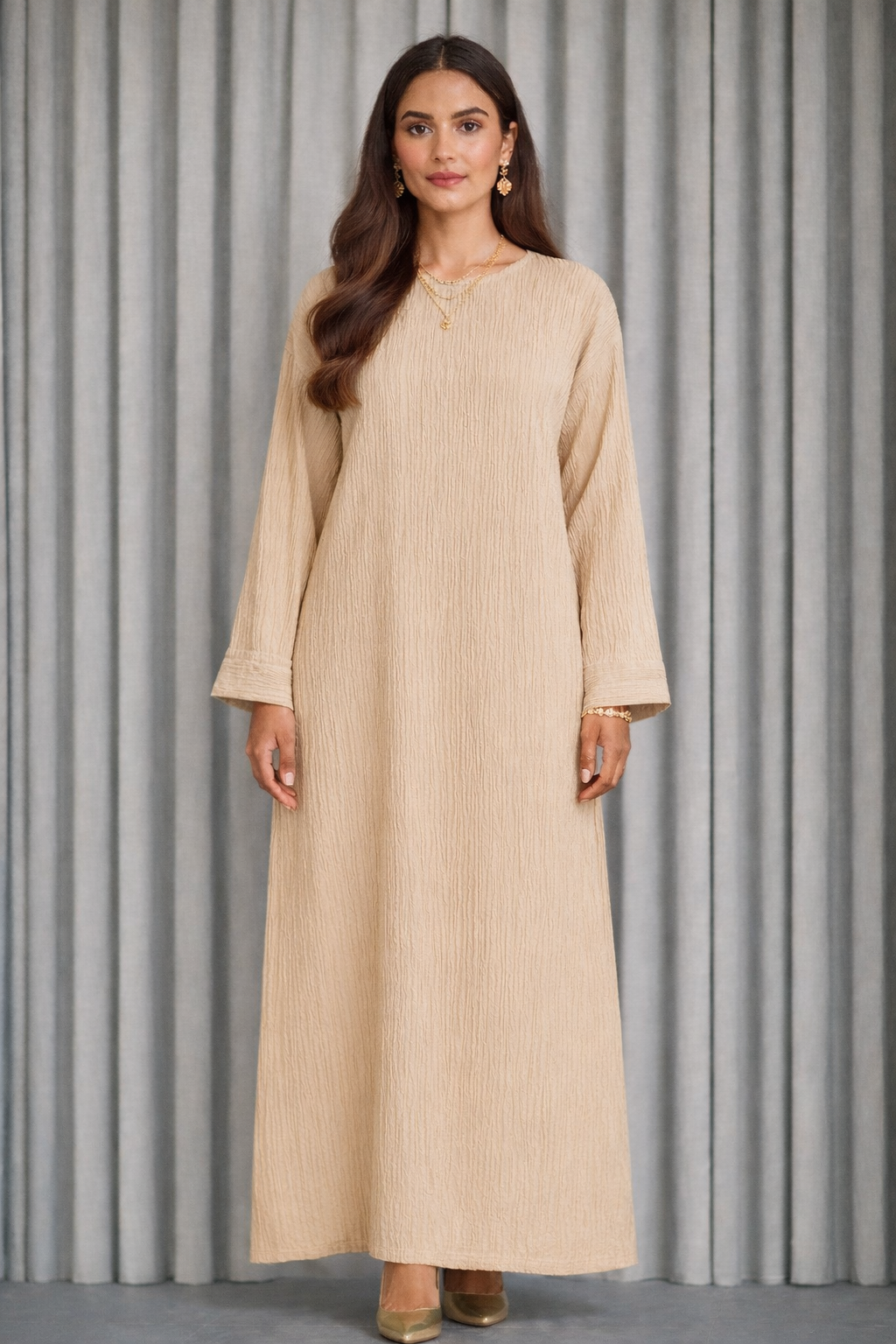 Robe longue froissée noir – photo 6