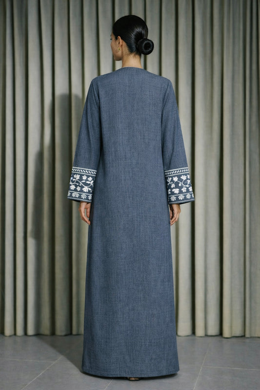 Abaya Dubai Luxe Bleu brodée