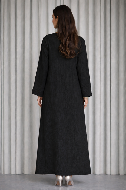 Robe longue froissée noir – vue détail