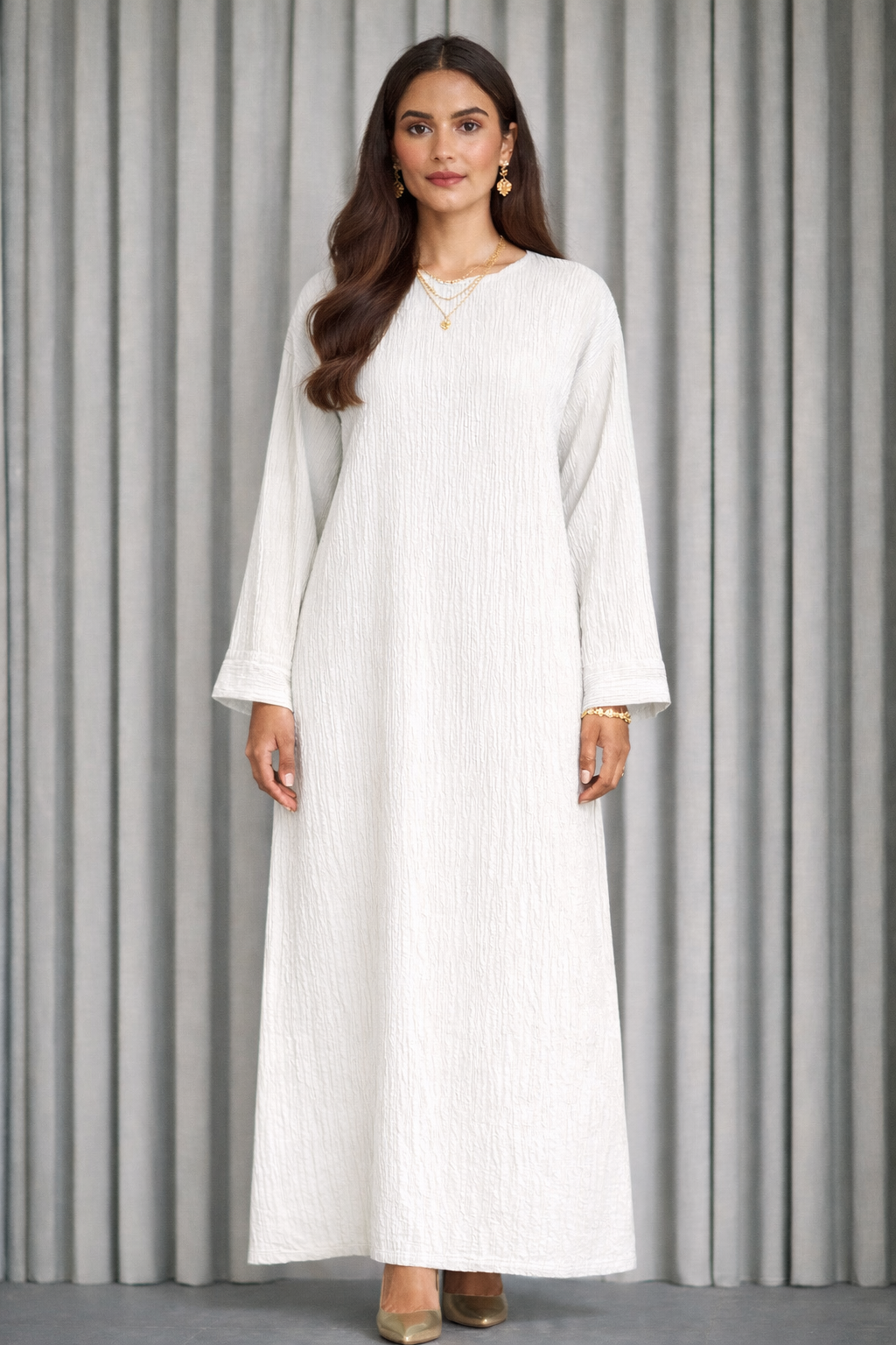 Robe longue froissée noir – photo 5