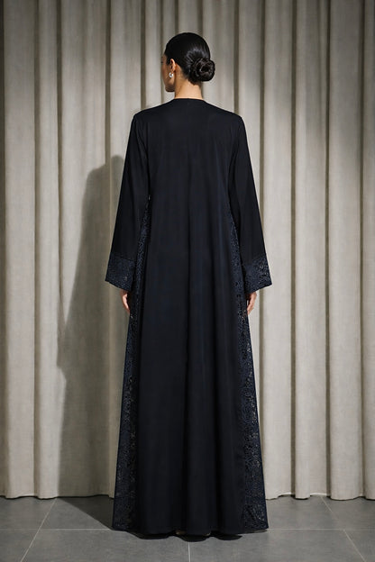 Abaya Dubai Luxe Noir brodée – vue détail