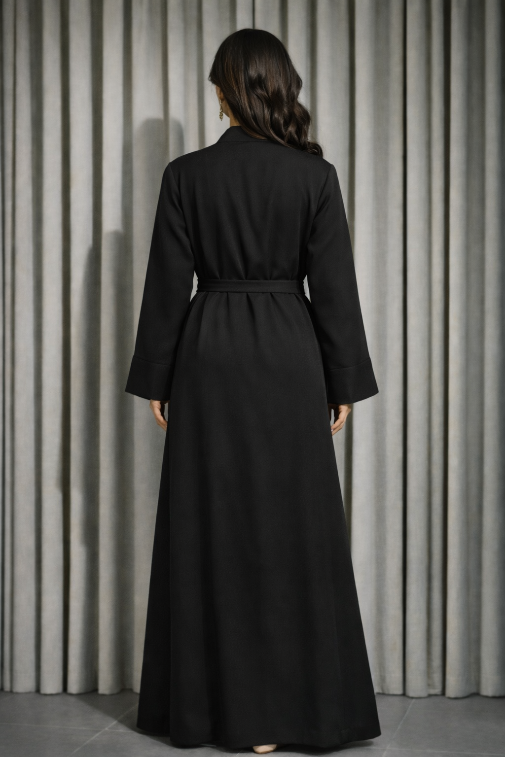 Kimono abaya noir – vue détail