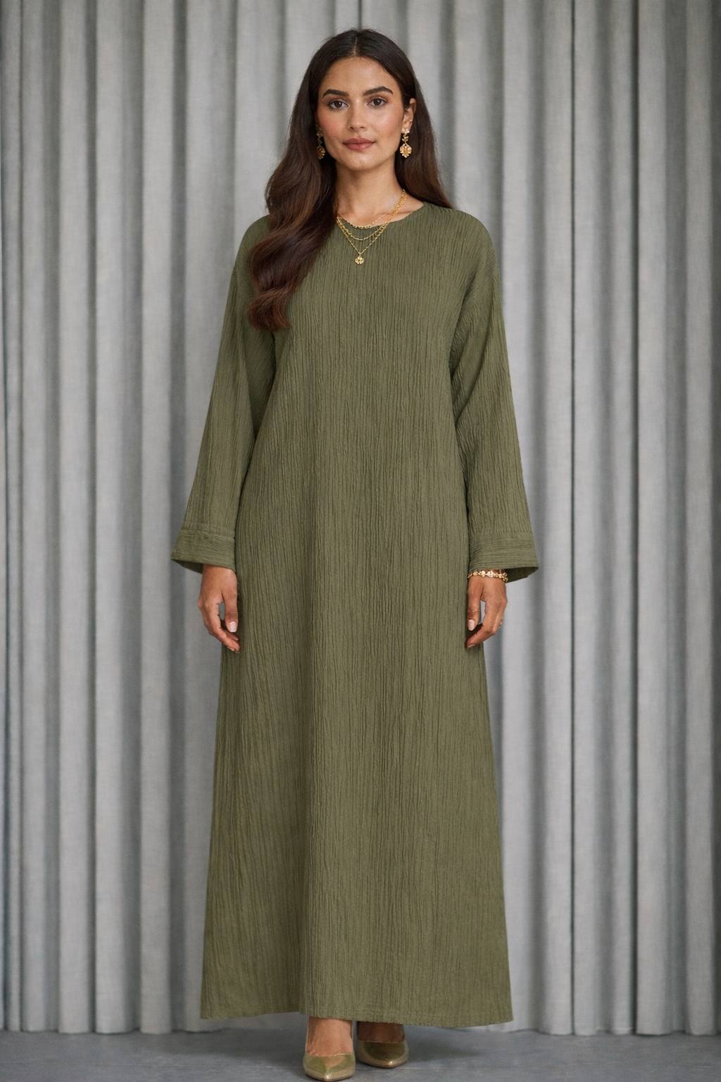 Robe longue froissée noir – photo 8