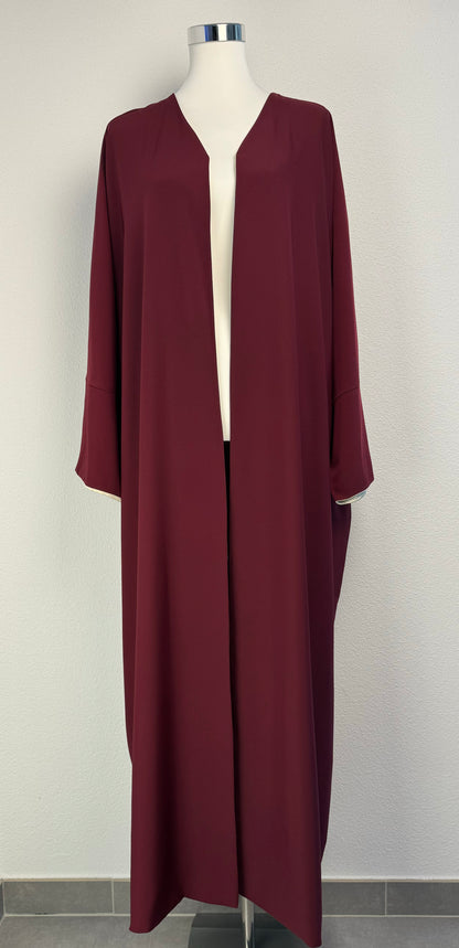 Kimono satiné réversible bordeaux – portée