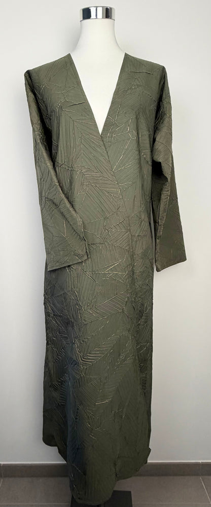 Abaya Dubai Luxe Verte Relief Doré – photo 6