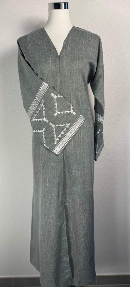 Abaya Dubai Luxe Grise brodée – photo 6
